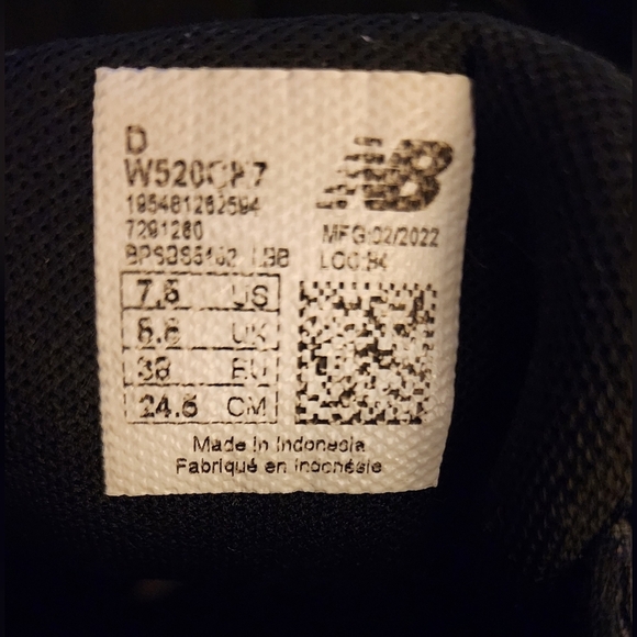 New Balance Womens 520 V7 W520CK7 Triple Black Running Shoes Sneakers Size 7.5 - Picture 8 of 8